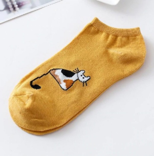 Calcetines de mujer con gatos amarillo