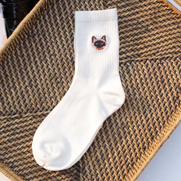 Calcetines de mujer con gatos blanco