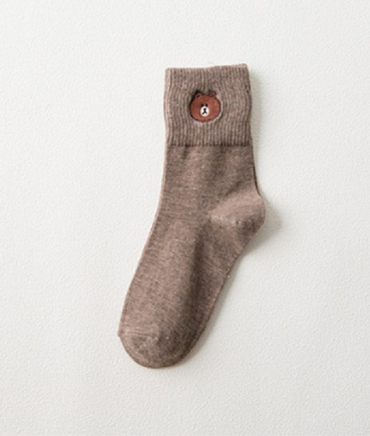 Calcetines de mujer con ositos de peluche caqui