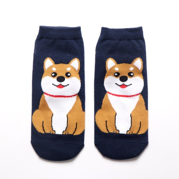 Calcetines de mujer con perro azul oscuro Calcetines de mujer con perro azul oscuro
