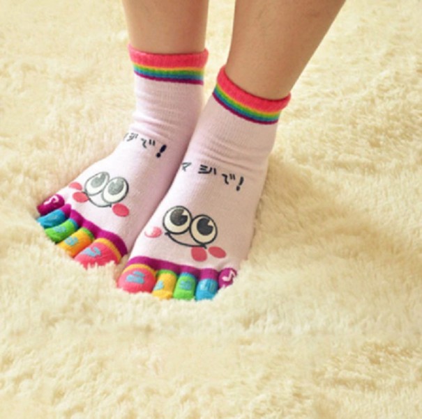 Calcetines de mujer con puntera y ojos rosa claro