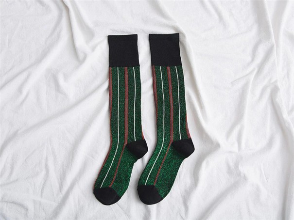 Calcetines de mujer con purpurina verde