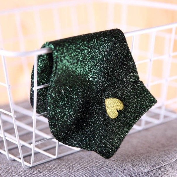 Calcetines de mujer con purpurina y corazón verde