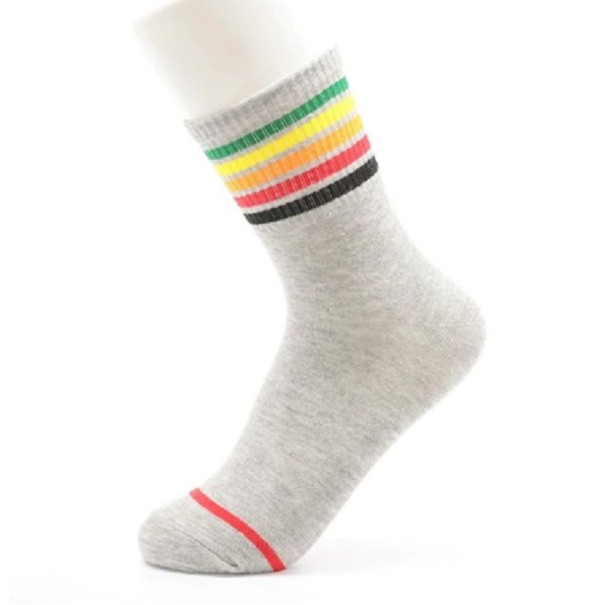 Calcetines de mujer con rayas de colores gris