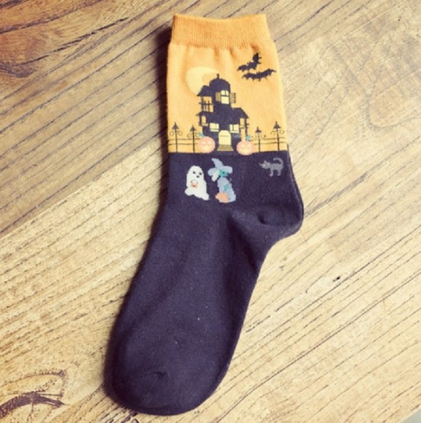 Calcetines de mujer para Halloween amarillo