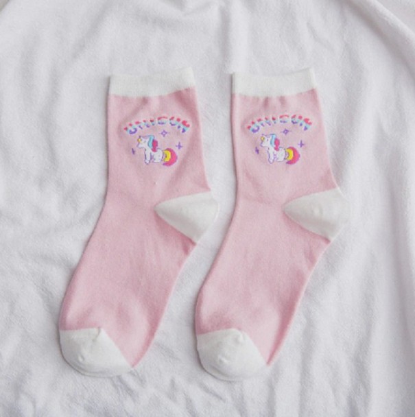 Calcetines de niña con unicornios rosa