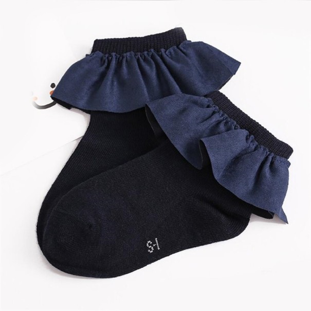 Calcetines de niña con volantes azul oscuro 2-4 años