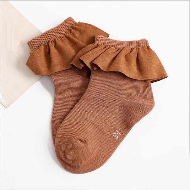 Calcetines de niña con volantes marrón 4-6 años
