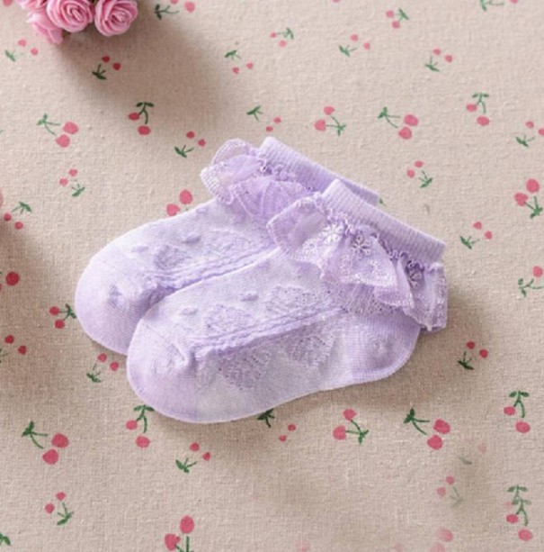 Calcetines de niña con volantes morado 2-4 años