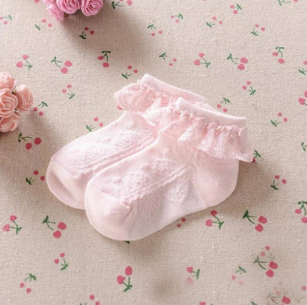 Calcetines de niña con volantes rosa 0-2 años