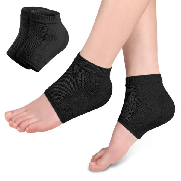 Calcetines de talón de gel hidratante con efecto antideslizante y alta elasticidad Contra grietas y callosidades Color negro negro