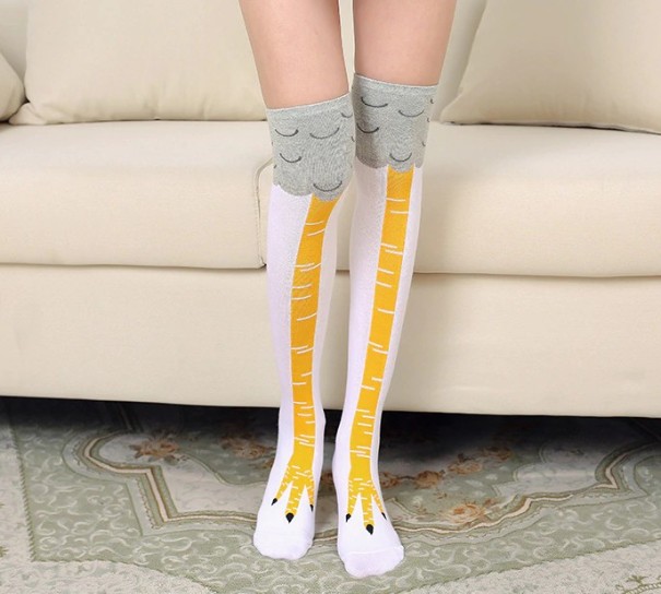 Calcetines hasta la rodilla divertidos para mujer - Garras de pollo 2