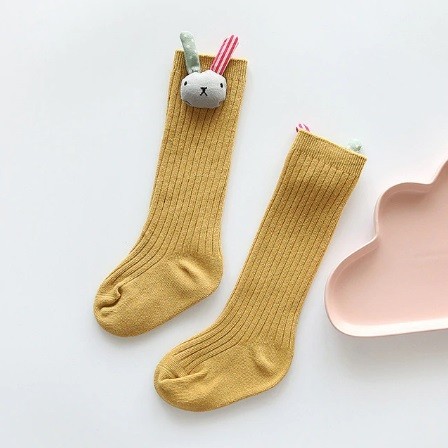 Calcetines hasta la rodilla para niña con decoración amarillo 12-24 meses
