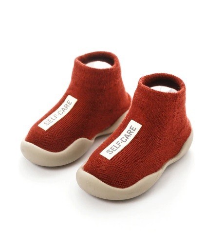 Calcetines infantiles con suela de goma rojo 9-12 meses