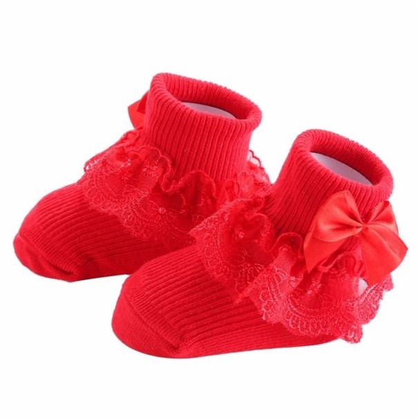Calcetines infantiles con volantes rojo