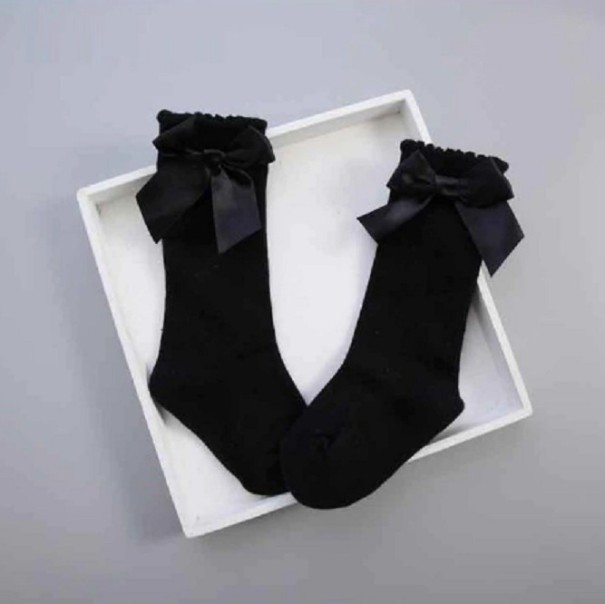 Calcetines largos niña con lazo negro 0-2 años