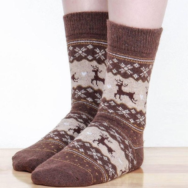 Calcetines navideños de mujer A1948 marrón
