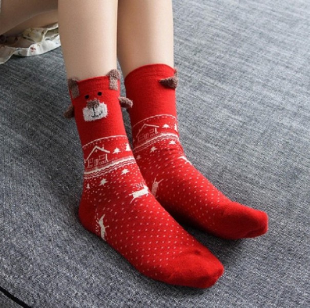 Calcetines navideños de mujer con renos 2