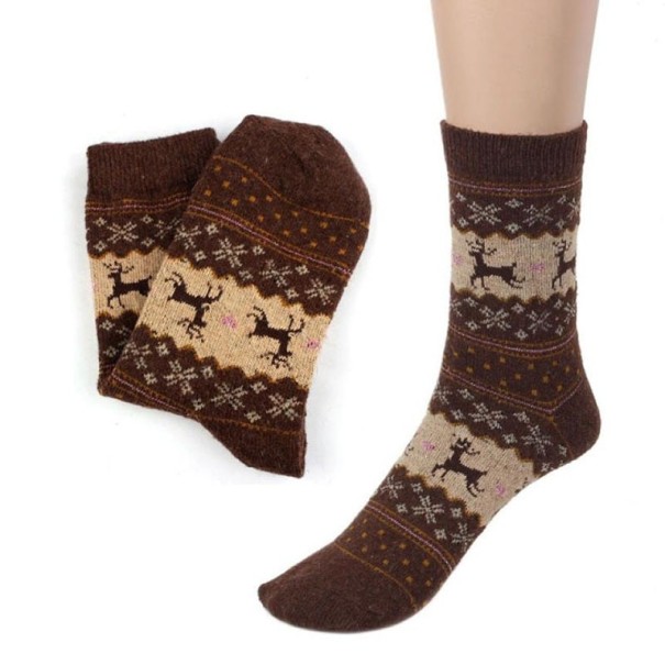 Calcetines navideños de mujer marrón