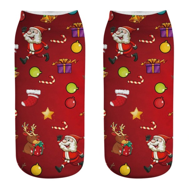 Calcetines navideños para mujer con estampado 3D de Papá Noel 13