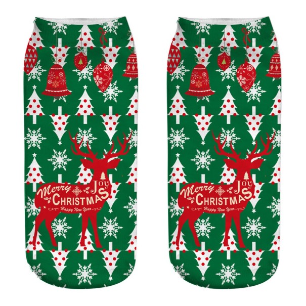 Calcetines navideños para mujer con estampado de ciervos en 3D 3