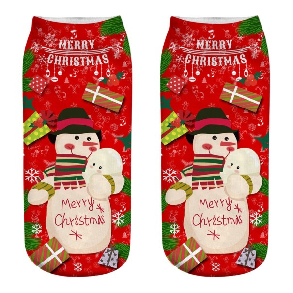 Calcetines navideños para mujer con estampado de muñeco de nieve en 3D 2