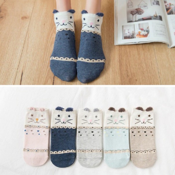 Calcetines tobilleros con diseño de animales - 5 pares 2