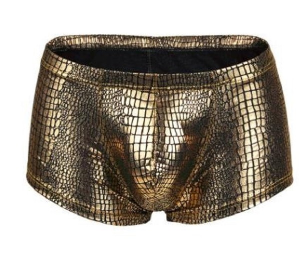Calções de banho brilhantes para homem dourado XS