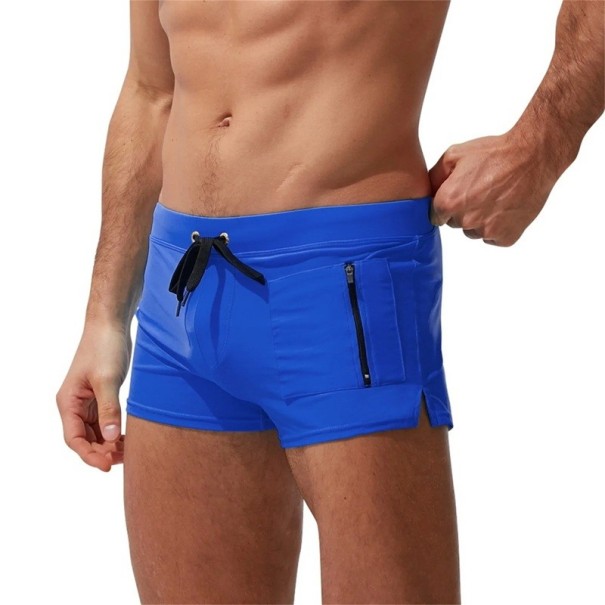 Calções de banho para homem em nylon de uma só cor com bolso lateral, cordão, elásticos, secagem rápida, leves e corte confortável azul M