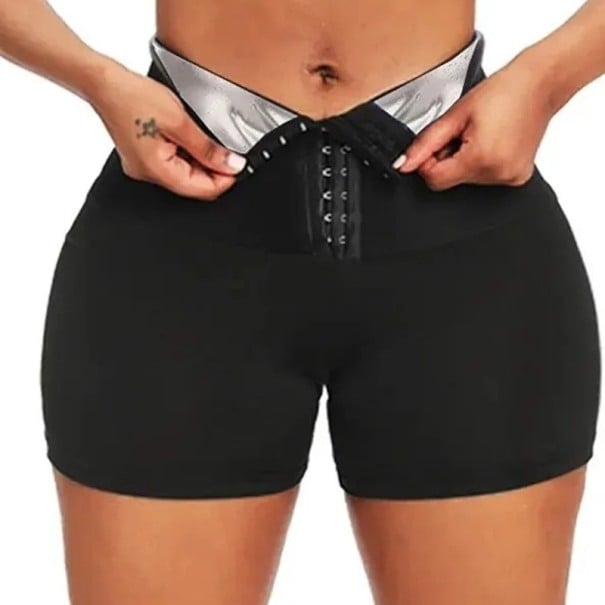 Calções de modelação femininos com cintura alta Calções térmicos pretos de compressão para queima de gordura Calções de fitness modeladores M