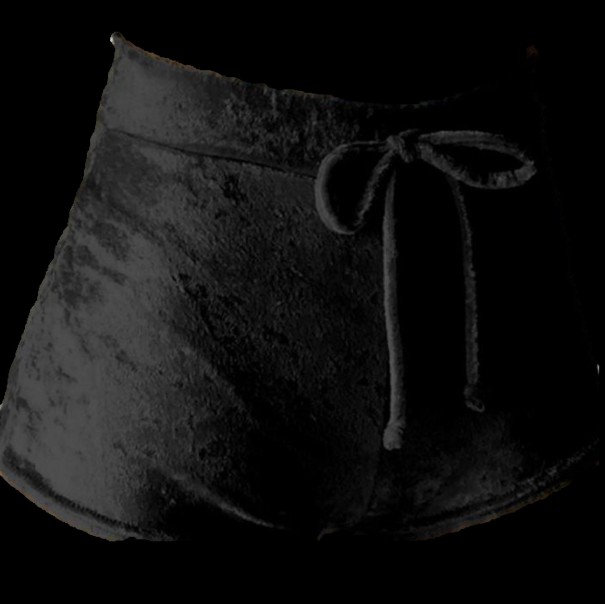 Calções de veludo para senhora com cintura alta J3228 preto XS