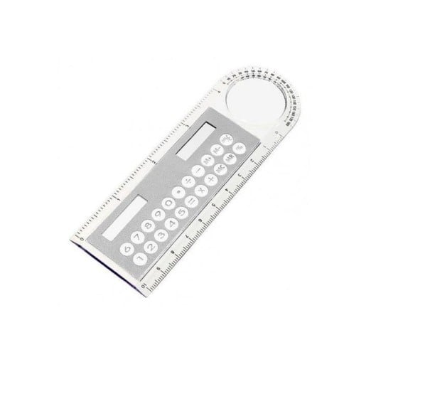 Calcolatrice solare con righello grigio
