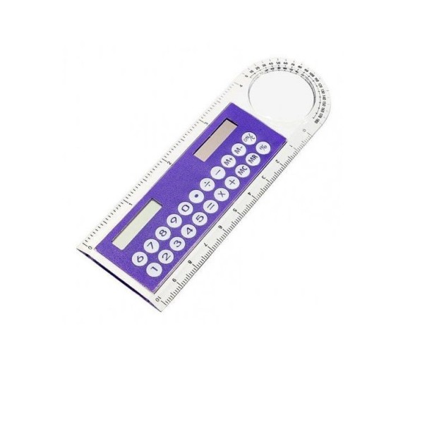 Calculadora solar con regla morado