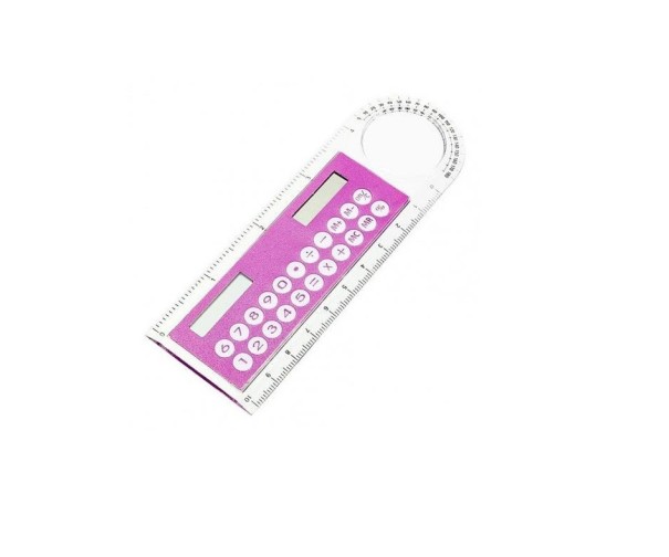 Calculatrice solaire avec règle rose