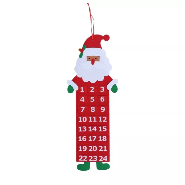 Calendar de advent suspendat 79 x 21 cm roșu