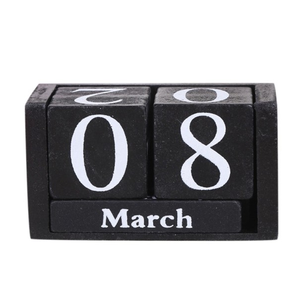 Calendar din lemn din cuburi negru
