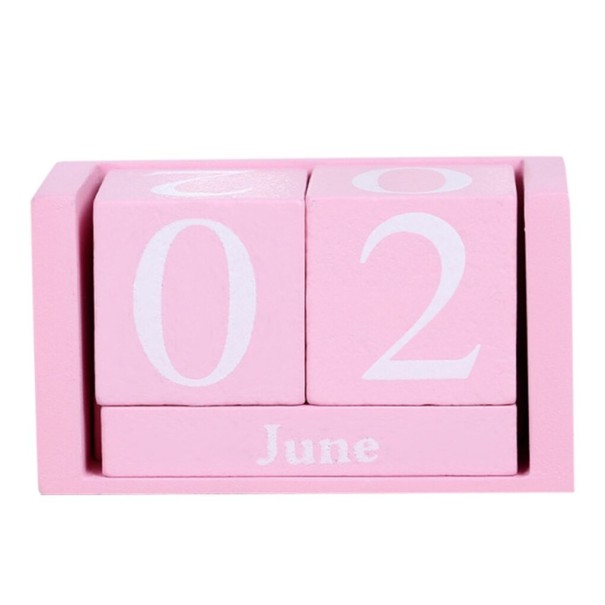 Calendario de cubos de madera rosa