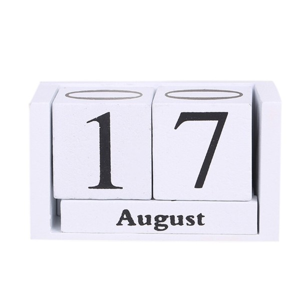 Calendário de madeira em blocos branco
