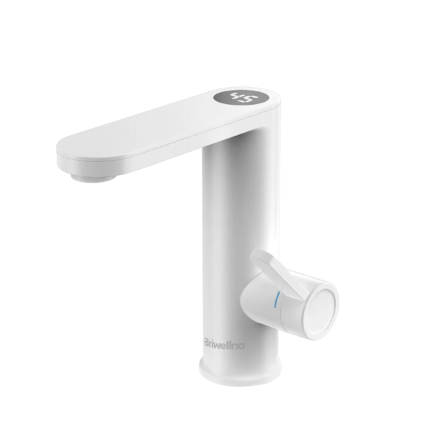 Calentador de agua eléctrico instantáneo de 3200 W y 220 V para cocina, con pantalla de temperatura de plástico ABS y ahorro de energía. blanco