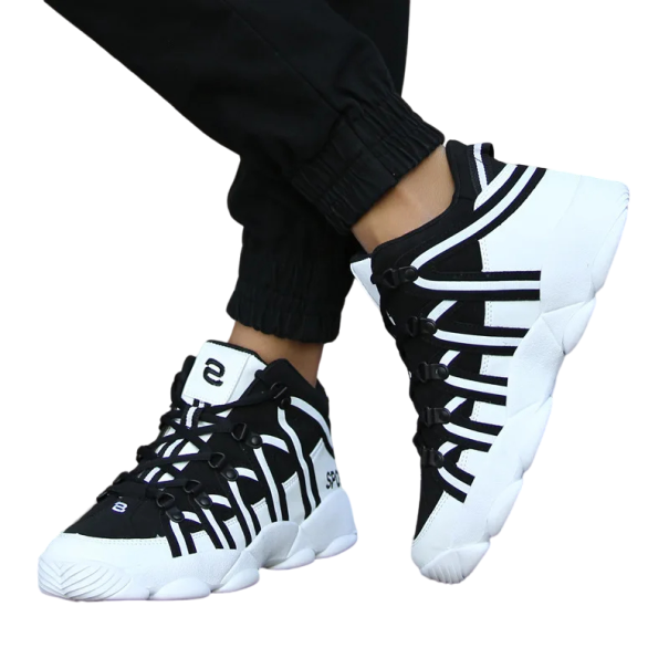Calzado deportivo para hombre y niño Calzado transpirable para caminar Zapatillas deportivas para hombre Calzado de ocio transpirable negro y blanco 36
