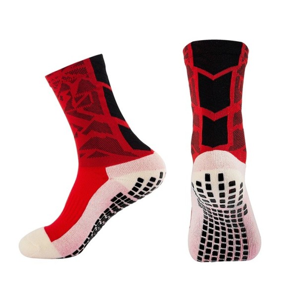 Calze da calcio unisex EUR 38-45 calze sportive antiscivolo per corsa calze elastiche a metà polpaccio rosso
