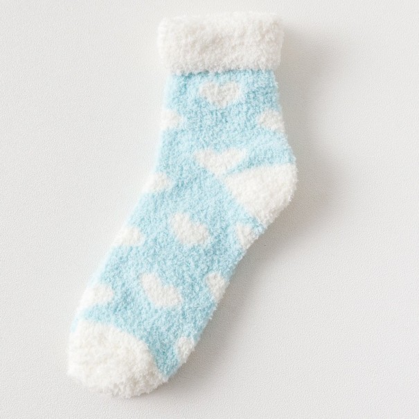 Calze da donna calde con cuoricini azzurro