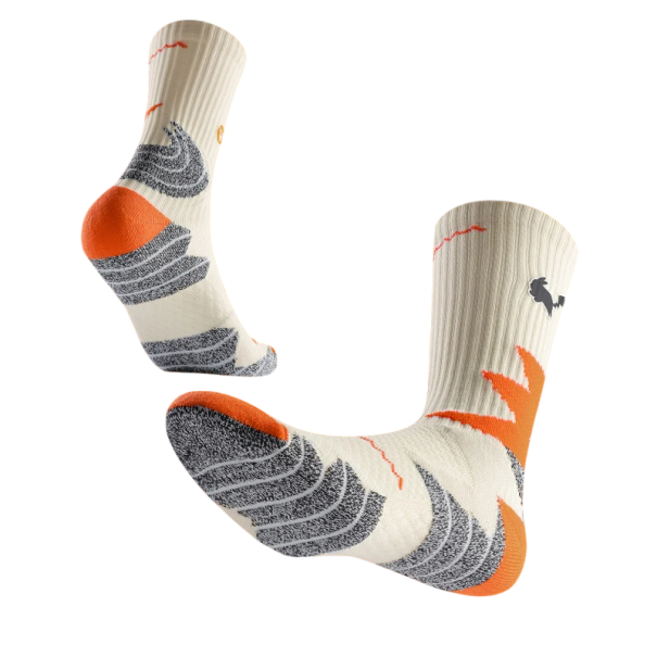 Calze sportive antiscivolo unisex elastiche traspiranti a metà polpaccio per corsa calcio allenamento arancione