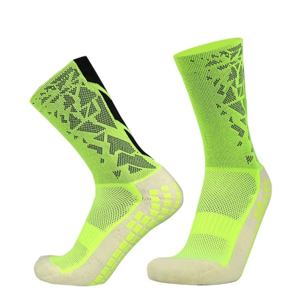 Calze sportive da calcio unisex EUR 39-45 con suola in silicone antiscivolo alte fino al ginocchio traspiranti elastiche verde neon