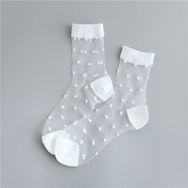 Calze trasparenti da donna con pois bianco