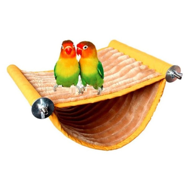 Cama de pelúcia para papagaios Rede de balanço para aves de gaiola 19 x 13 cm laranja