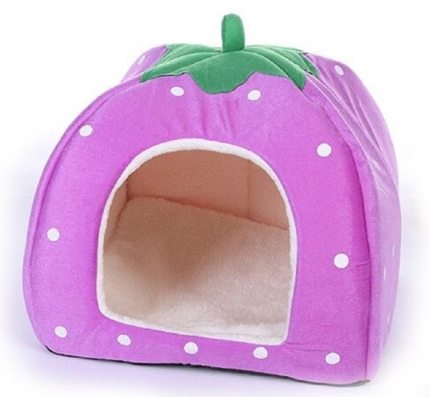 Cama para roedores con forma de fresa morado S