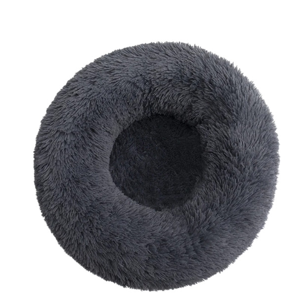 Cama redonda peluda para perros y gatos 60 cm gris oscuro Cama redonda peluda para perros y gatos 60 cm gris oscuro