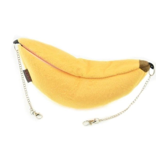 Cama suspensa para roedores em forma de banana amarelo