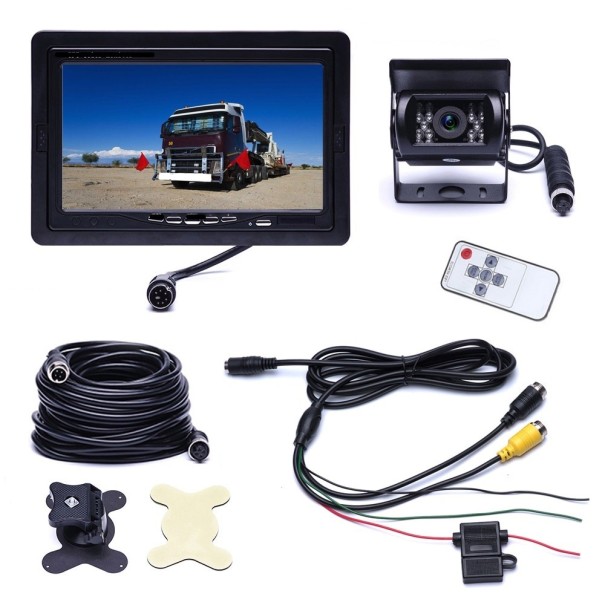 Cámara de marcha atrás de 4 pines para camiones con monitor LCD 1